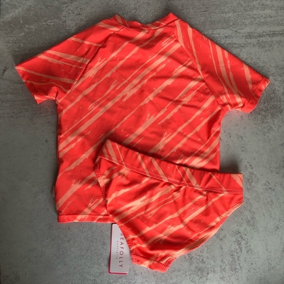 Seafolly Kids Palm Cove Coral Swim Rashie Set Size 12 - Picture 6 of 8
